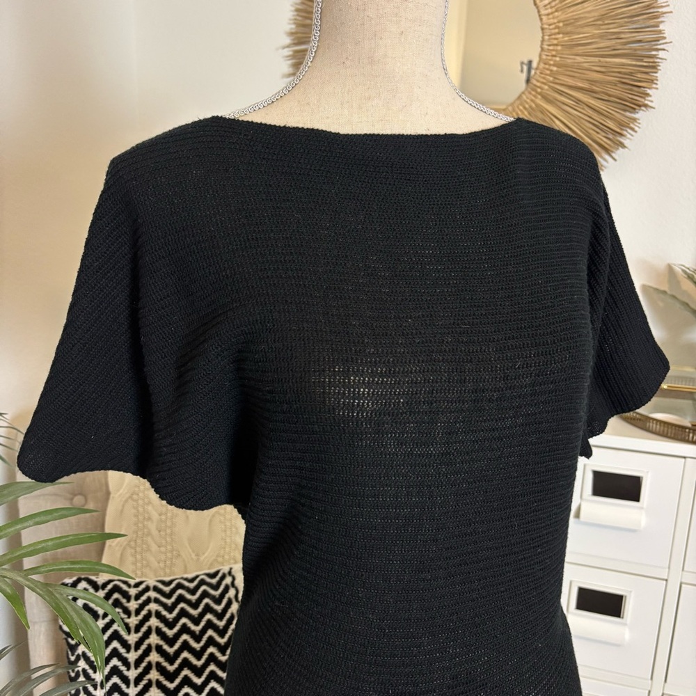 🪴$5/25🪴 ecote black ribbed wool blend short sleeve tunic sweater dress top small
